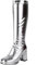 XINXINIO Piattaforma Moda Donna Robusto Metallico Textured Stivali sopra il ginocchio, argento, 47 EU