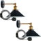 LEDSone Retro Industrial Wall Light Plug in Wall Lamp Metal Cone Shape Shade Indoor Light Fitting with Dimmer Switch for Bedroom Hallway Restaurants (Black 2 Pack, Without Bulb)