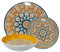 Vajilla de 18 piezas de porcelana mandala en amarillo y azul 26x6x26 cm