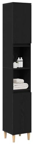 vidaXL Bathroom Cabinet Black Oak 30 x 30 x 190 cm Engineered Wood | Just what you need for all your bathroom bits and bobs, Modern look with a lovely matte finish,