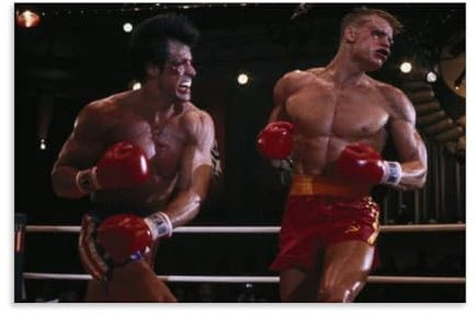 Sylvester Stallone And Dolph Lundgren in Rocky IV Fighting Poster Poster Dekorative Malerei Leinwand Wandkunst Wohnzimmer Poster Schlafzimmer Malerei,Wandkunst Bilddruck Moderne Familienzimmer Dekor