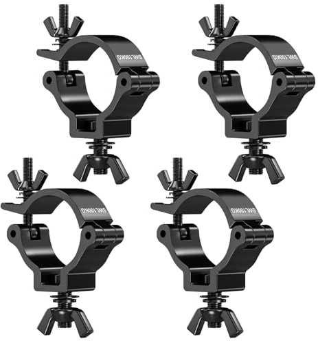 4PCS Truss Clamp Stage Lights Clamps Heavy Duty Aluminum Alloy O-Clamp Fit for 48-52mm OD Tubes Half Coupler Load Bear 100KG for Stage light Moving head Par Light Spotlight Hooks