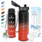 Motswedi Gourde Sport, 1000ml sans BPA, Bouteille d'eau, Étanche & Réutilisable, Gourde, avec Marqueur de Temps et Filtre, Gourde pour Enfant, Adulte, Sport, Yoga, Gym, Camping, Randonnée, Noir Rouge