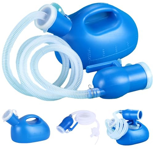 Portable Urinal for Men, 2000ml/68oz Spill Proof Urine Bottle with Scale and Lid, Male Urinal with 63 Long Tube, Pee Bottles for Men Travel Hospital Car Truckers, Urine Bottle