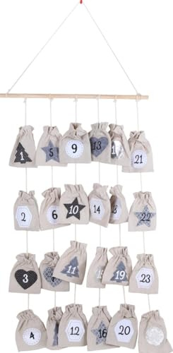 TrendLine Deko Adventskalender Holz 61 x 8 x 38 cm zum selbst befüllen Figur