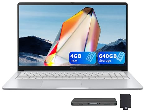 ASUS Chromebook CX15 Computer portatile FHD IPS da 15,6, Intel Celeron N4500, 4 GB di RAM, 640 GB di memoria (128 GB eMMC + set docking station da 512 GB), grafica Intel UHD, tastierino numerico