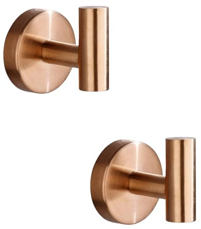 HIRAIDAI Selbstklebender Badezimmerhaken 2Er Pack Kleiderhaken Aus Edelstahl Für Badezimmer, Kleidung Und Handtücher, Metall – Roségold