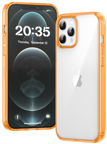Voyahülle Clear Case for iPhone 12 Pro Max, Ultra Thin, Shockproof TPU Cover, Anti-Yellowing, Crystal Clear, Phone Case for Apple iPhone 12 Pro Max - Orange