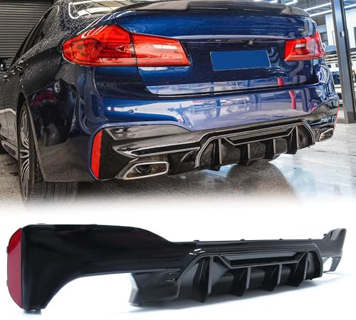 Sport Heckdiffusor Diffusor Schwarz für BMW 5er G30 G31 520d 530d 540i mit M Sport Paket Stoßstange LCI ab 2020 2021 2022 2023 2024