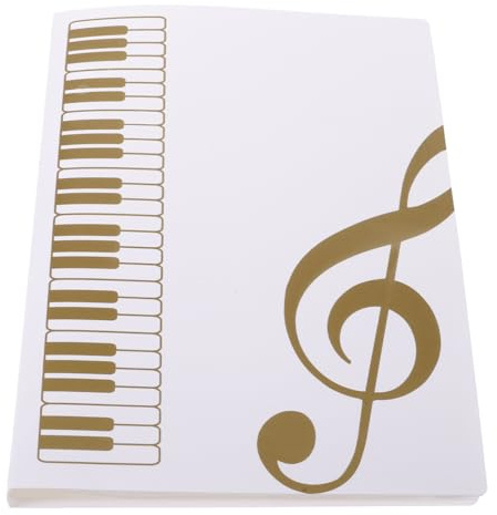 FRCOLOR Classeur pour Partitions Musique Pages Élégant Blanc et Or Organiseur Transparent Multi-usage pour Dossiers et Documents Porte-vues Pratique