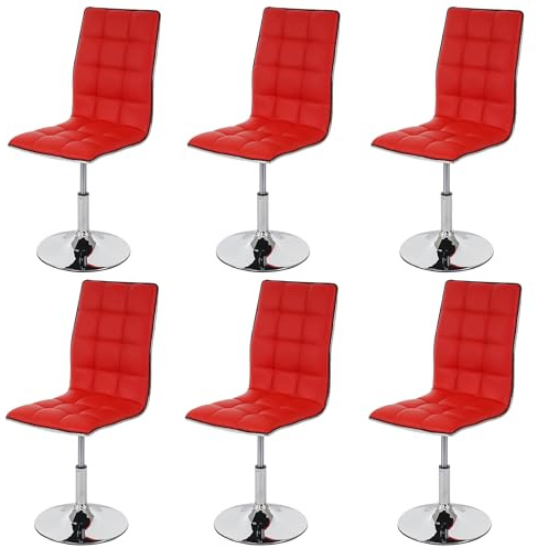 CHEFGASTRO 6er-Set Esszimmerstuhl HxBxT 103x43x54cm Sitzhöhe 41cm Kunstleder Rot Stuhl Küchenstuhl