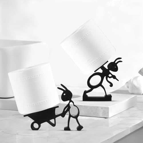 Ant Toilet Roll Paper Holder, 2pcs 3d Printed Free Standing Toilet Roll Holder, Funny Ant Wheelbarrow Toilet Tissue Toilet Roll Holder Free Standing for Bathroom Bedroom Study Living Room