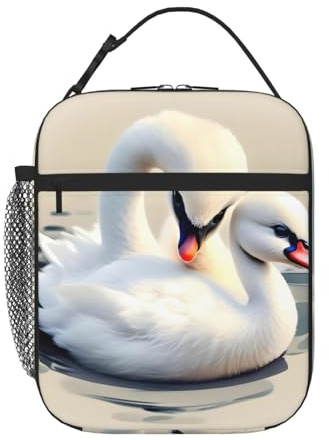 fdgbnm Lunchtasche mit süßem kleinen Schwan, isolierte Lunchtasche, Thermotasche mit Taschen für Arbeit, Schule