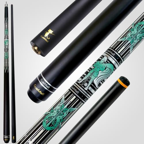 YEUEK CueMall Lot de 2 queues de billard de 147,3 cm, bâtons de billard en fibre de verre composite de fibre de verre de 12,5 mm, 538,6 g, pour adultes, homme/femme, utilisation à la maison, dans un