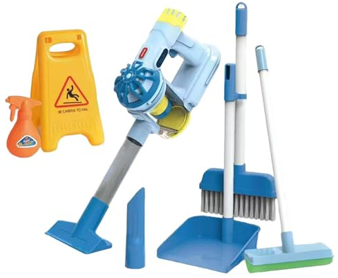 Aspirapolvere per bambini che funziona davvero, aspirapolvere giocattolo realistico e staccabile sicuro con effetti sonori Aspirazione funzionante Set di pulizia interattivo per lo sviluppo di abilit