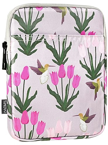 TiMOVO Custodia per E-Reader Book 6-7 Pollici, Tulipano & Uccello | Custodia Protettiva per Paperwhite/Colorsoft Signature Edition/Oasis & Dispositivi Kobo, Borsa da Trasporto Morbida