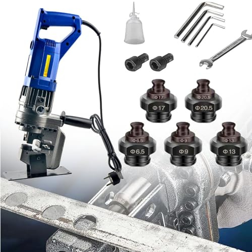 Perforadora eléctrica hidráulica de metal, perforadora manual de metal de 1300 W, apta para planchas de hierro, cobre y aluminio, 220 V
