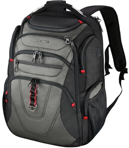 KROSER Laptop Rucksack Herren 17,3 Zoll Business Reiserucksack Handgepäck Wasserdicht mit Hartgeschältem Sicherheitsraum Ladeanschluss RFID Tasche für Männer/Frauen/College/Schule-Schwarz Armeegrün