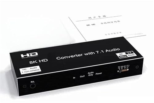 8K Converter with 7.1 Extractor for HDMI Support 3.5mm R/L Optical Channel Atmos Laptop TV Amplifier