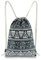 Miomao Kordelzug-Rucksack mit Elefantenmotiv, geometrischer Turnbeutel, Segeltuch, Sporttasche, schwarz (Schwarz) - MDB001E