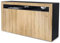 Vladon Buffet Valencia, Commode avec 3 Portes et 1 Compartiment Ouvert, Noir Mat/chêne Nature/chêne Nature (155 x 92 x 40 cm)