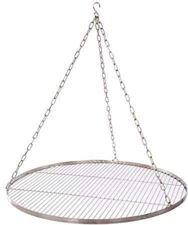 70 cm Grillrost Edelstahl für Schwenkgrill 3 Bein BBQ Grill Rost mit Kette 14 mm Stababstand