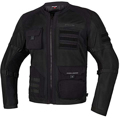 REBELHORN Brutale Motorradjacke Für dynamische Fahrten bei heißem Wetter Stahlgitter Ellenbogen Schulter- und Rückenprotektoren Reflektierende Elemente 6 Taschen