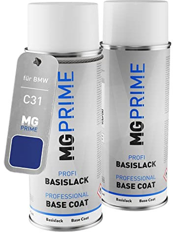 MG PRIME Autolack Sprühdosen für BMW C31 Portimao Blau Metallic/Portimao Blue Metallic Grundlack Basislack Spraydose 400ml