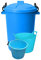 M1SS Set of 3 50L Litre Heavy Duty Clip Lock Lid Rubbish Bin Dustbin /3 Gallon 14L Plasters Builder Bucket and 20 Litre Flexible Plastic Storage Container Bucket Tub Trugs Horse Feeder Sky Blue