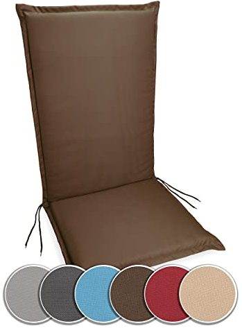 sunnypillow Hochlehner Auflage 100% Wasserdicht 120 x 50 - Polsterauflage extra Dicke 9cm - Sitzauflagen für Gartenmöbel, Sitzpolster für Gartenstuhl - Sitzkissen Outdoor - Stuhlauflage Braun