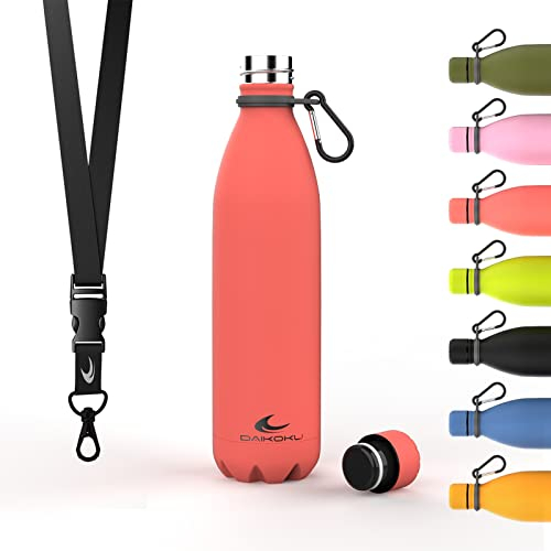 Daikoku - Bouteille Thermique en Acier Inoxydable 750 ML | Boissons Chaudes pendant 12 Heures et Froides pendant 24 Heures | Idéale pour la Randonnée, la Salle de Sport, le Bureau | Corail