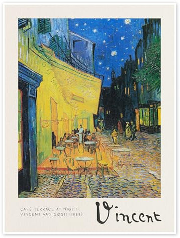 Caféterrasse am Abend, 1888 Poster von Vincent van Gogh 60 x 80 cm Blau Wandbilder Wanddeko