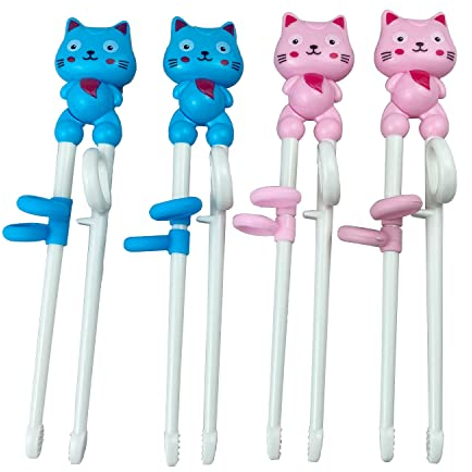 4 Pares de Palillos de Entrenamiento para Niños,Palillos Chinos Principiantes,Palillos Chinos Niños,Vajilla con Palillos de Animales Lindos, para Principiante Niños Adulto