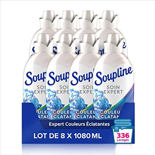 SOUPLINE - Adoucissant Concentré Soin Expert Couleurs - Protège les Textiles - 42 Lavages - Lot de 8 x 1,08 L