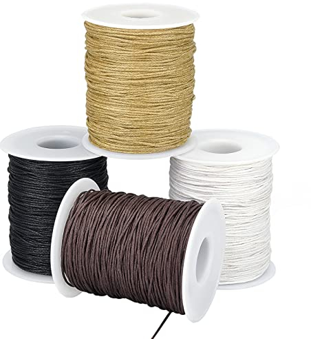 PH PandaHall 1mm 400 Yardas Cadena de Abalorios de Joyería de 4 Rollos de Hilo Redondo para Manualidades Trenzado de Macramé Pulsera de Macramé