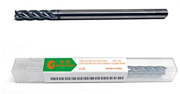 DelitonGude 6,0mm x 75mm langes Hartmetall Wolfram Quadrat CNC Endfräser,4 Fultes passend für Metall Legierungsstähle gehärtete Stähle (extra lang 6,0mm)