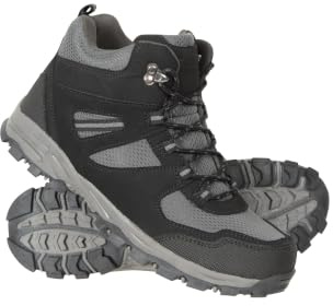 Mountain Warehouse Mcleod Womens Wide Fit Walking Boots - Breathable & Durable Shoes, Padded & Lightweight Footwear - Spring Summer, Trekking & Travelling Jet Black Adult Shoe Size 3