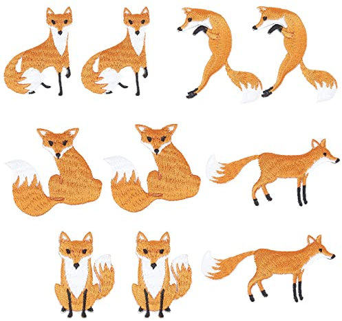 WEBEEDY 10 Stück Fuchs Patch Aufnäher Fuchs Applikation zum Aufbügeln Bügelbilder Sticker Bügel Patches für Kleidung Jeans Jacken Kleidung Stoff Kleider Aufnäher