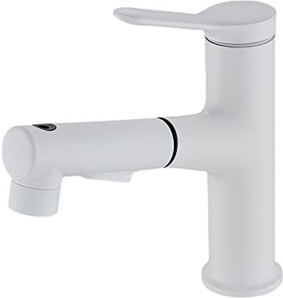 SHAUNI Robinet de Salle de Bain extractible Robinet mitigeur Chaud et Froid 3 Modes Laiton monotrou Robinet rétractable Salle de Bain Mitigeur lavabo Robinet for lavabo de Salle de Bain,Blanc