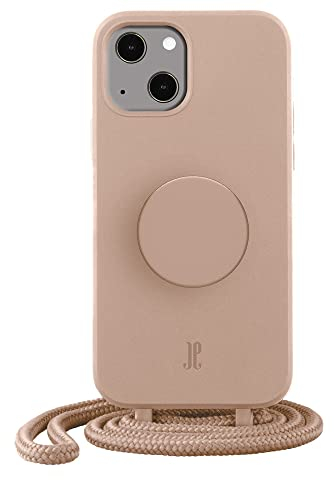 PopSockets x Just Elegance iPhone Hülle - Necklace Case - Handyhülle kompatibel mit iPhone 13 - iPhone Schutzhülle mit Abnehmbarer Kordel und Fingerhalter (Zartes Apricot)
