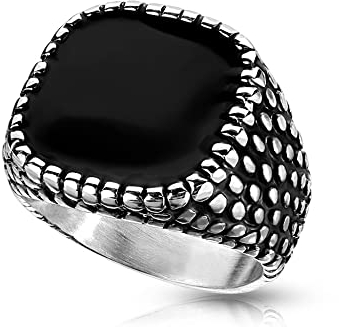 Treuheld® Siegelring mit schwarzer Emaille und Drachenhaut-Muster | 6 Größen [01.] 54