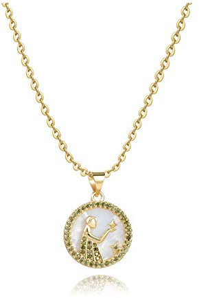 Virgo Astrological Signs Zodiac Necklaces Constellations Horoscope Round Gold Opal Pendant Gray Birthday Birthstones
