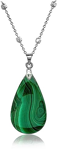 PATRICIA TRENDY - Collar mujer plata con colgante piedra natural semipreciosa - Malaquita, apatita, amatista, cianita - Piedras curativas y energeticas - Amuletos para la buena suerte