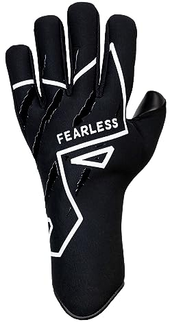 FEARLESS GOALKEEPERS Scar X Torwarthandschuhe für Kinder & Erwachsene – Atmungsaktiv, Rutschfester Griff, Negativschnitt, Für Fußball & Torwarttraining – Fussballhandschuhe Kinder & Herren (9, Black)