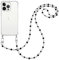 Pnakqil Coque avec Cordon pour iPhone 11 6.1 de Smile Perles Corde Collier, Étui Silicone Transparent TPU Antichoc Bumper Housse avec Cordage Crossbody Chaîne Lanyard Case, Noir