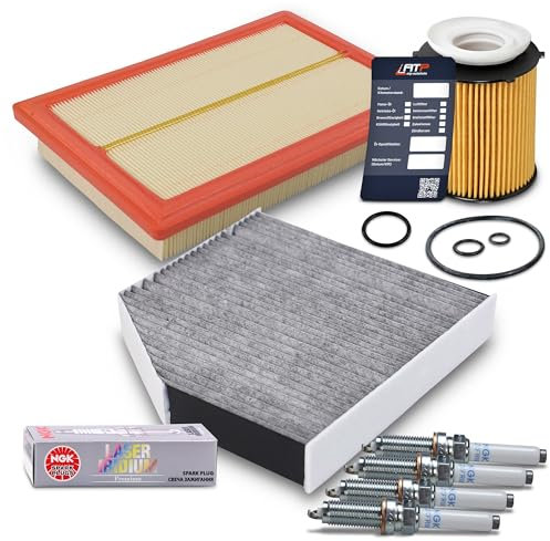 BESTPRICE Inspektionspaket 1x Ölfilter; 1x Innenraumfilter; 1x Luftfilter; 4x NGK Zündkerze Kompatibel mit MERCEDES C-Klasse, GLC, E-Klasse, C-Klasse