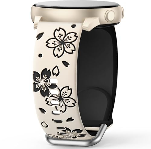 AMSKY Due Toni Fiori Cinturino Compatibile con Samsung Watch 7/4/6/5 40mm 44mm, Galaxy Watch 6/4 Classic 43mm 47mm 42mm 46mm, Watch 5 Pro 45mm, Watch 3 41mm, Inciso Cinturino 20mm in Silicone Donna