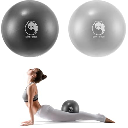 Slim Panda Gymnastikball Klein,23-25cm Pilates Ball mit Aufblasbarem Strohhalm,Soft Yoga Ball für Hause,Fitness,Balance Training (Schwarz+Silber)
