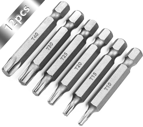SWTYExt Juego de 12 puntas Torx de 50 mm de largo, para destornilladores (T10, T15, T20, T25, T30, T40)
