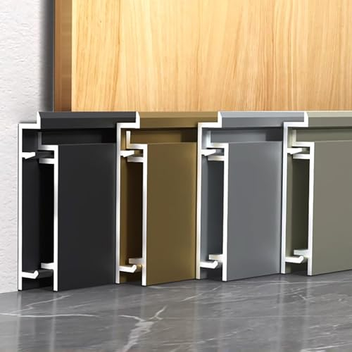 Fussleiste Länge 125CM*4 Stück Wand Fußleisten-Bodenleiste Aus Metall Sockelleiste Für Küche Kleiderschrank Badezimmer Garage(Grau)